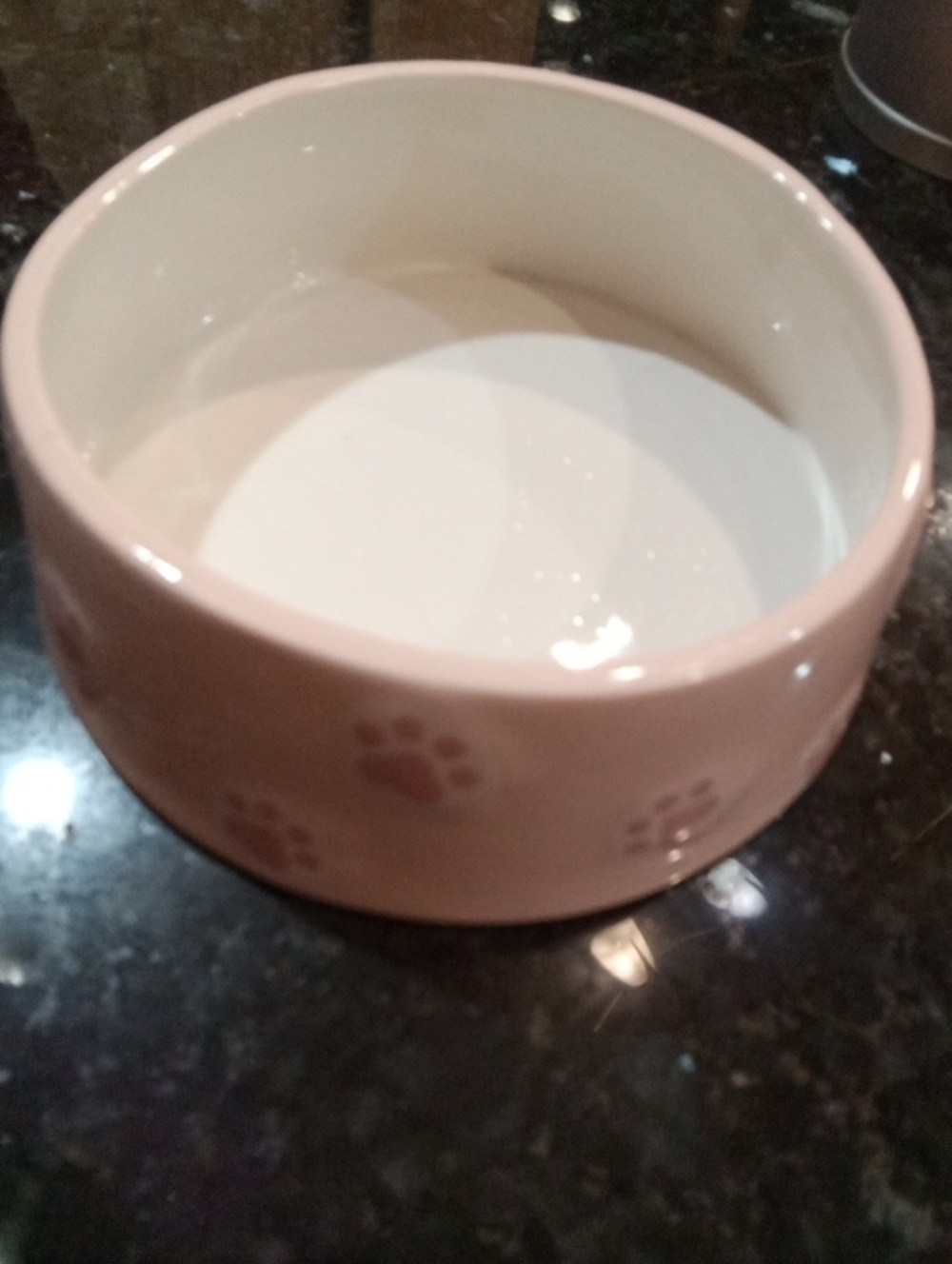 Ceramic Pink Paw-Print Dog Bowl - Durable Pet Feeding Dish